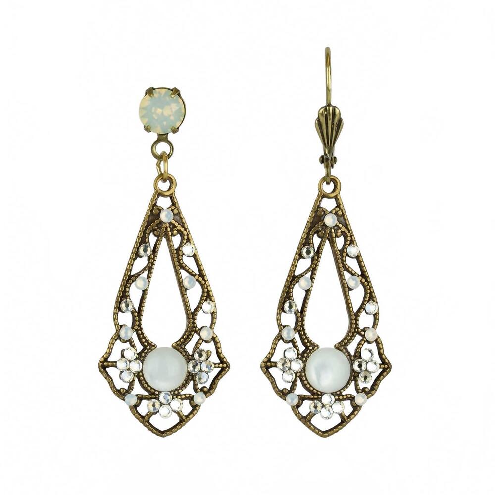 NEW ANNE KOPLIK women's opalina crystal earrings in white